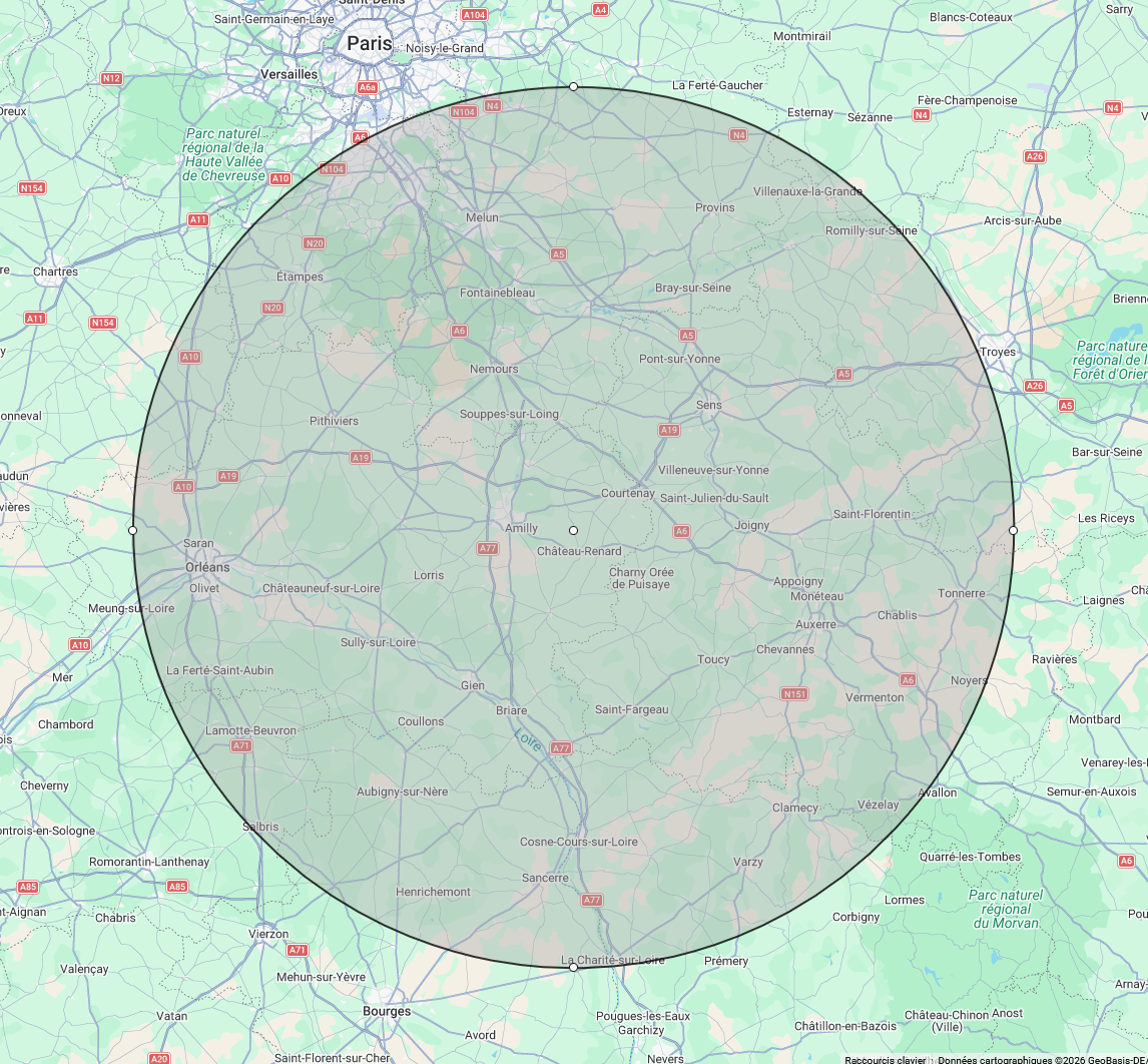 Carte du Loiret- Zone d'intervention